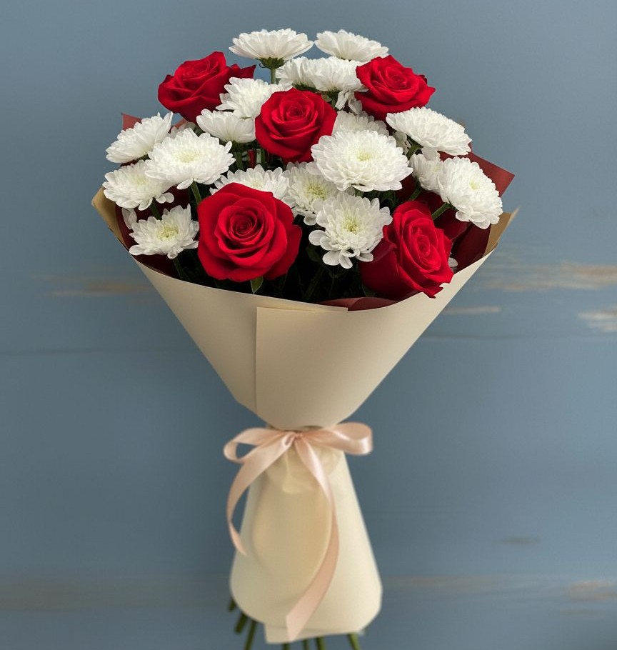 Букет цветов из: Розы и Хризантемы в Выселках