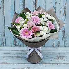 Букет цветов из:  Герберы, Альстромерии и Хризантемы в Выселках