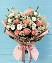 Букет цветов из:  Розы, Альстромерии и Лизиантусы в Выселках
