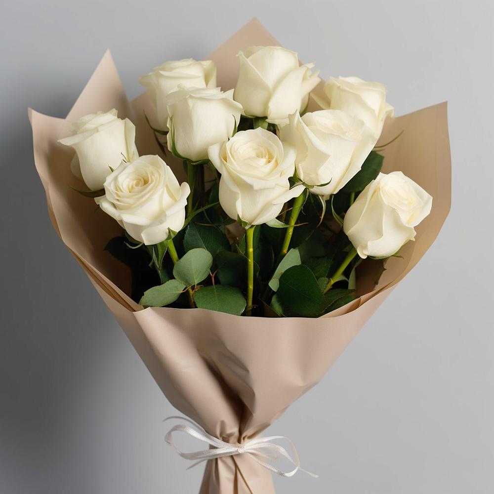 Букет 9 Белых роз Эдлесс Лав в Выселках