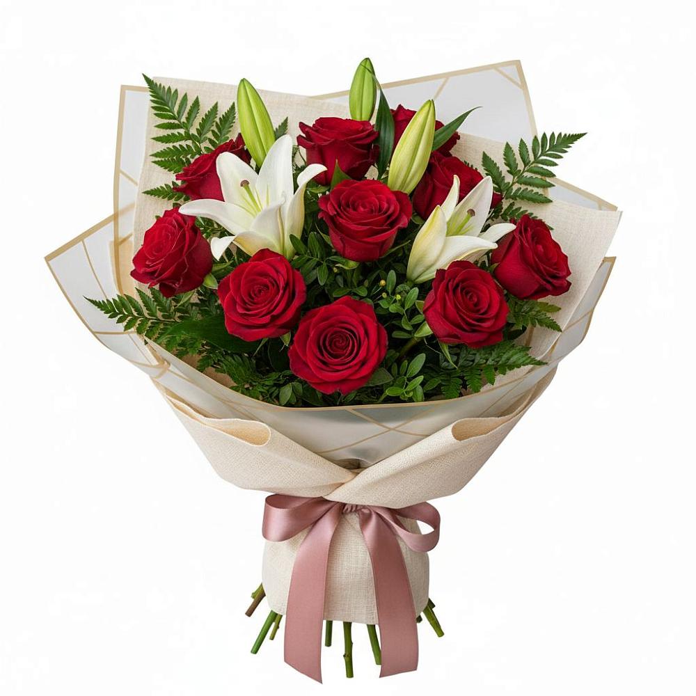 Букет цветов из: Лилии и Розы в Выселках