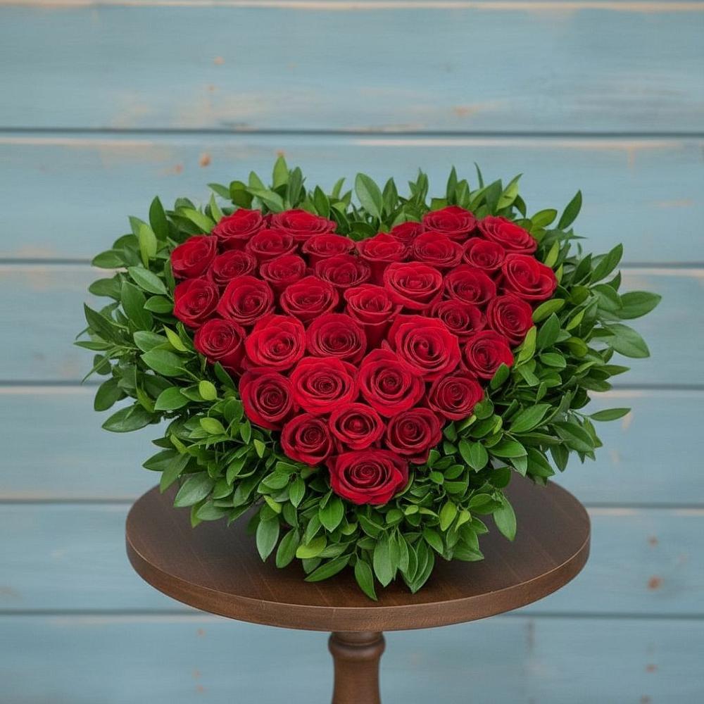 Цветочная композиция из Розы в виде сердца в Выселках