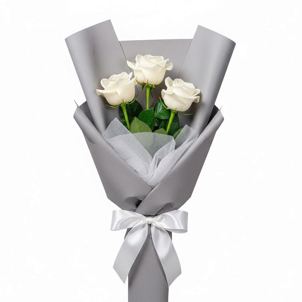Букет 3 белые розы в Выселках