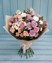 Букет цветов из:  Хризантемы, Розы и Альстромерии #REPLACE_PRED# Выселках