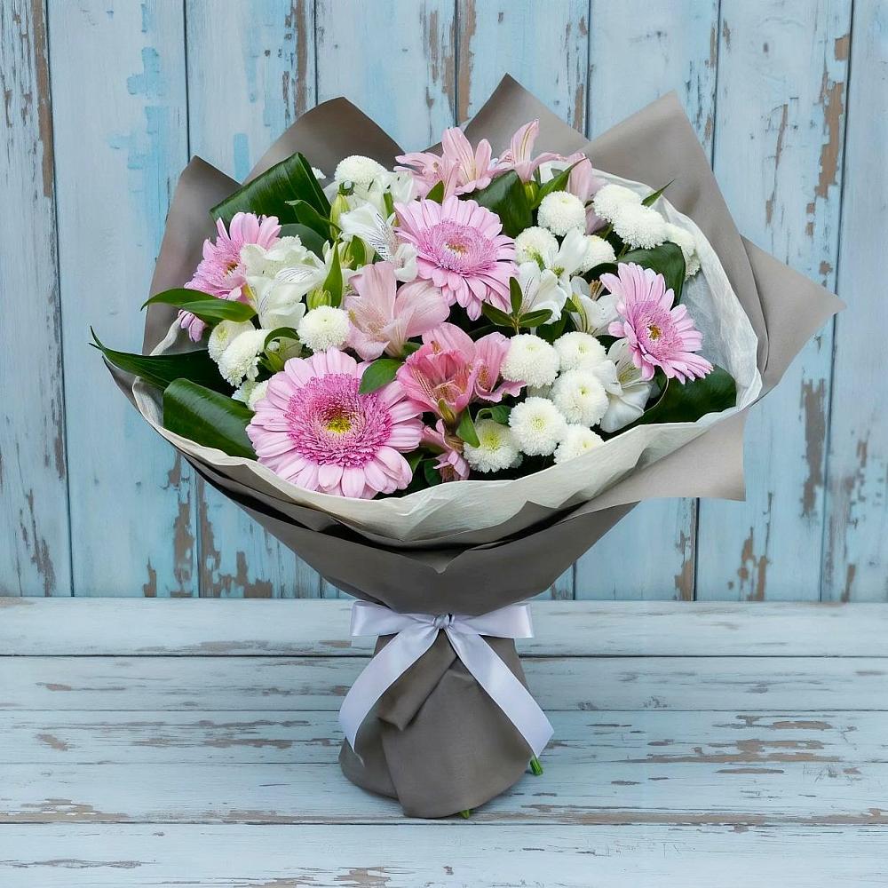 Букет цветов из: Герберы, Альстромерии и Хризантемы в Выселках
