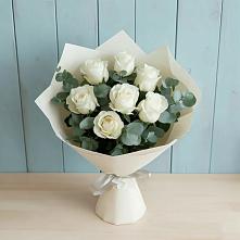 Букет Белые розы в Эвкалипте #REPLACE_PRED# Выселках